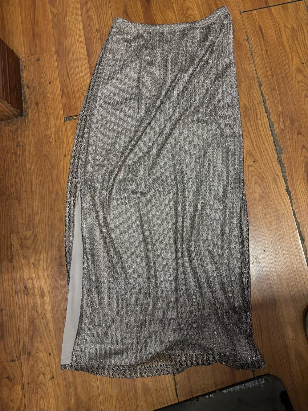 Vintage Jeffrey & Dara Evening 3 Piece Metallic Silver Skirt Set Size 12